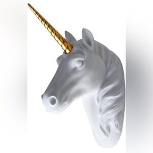 Unicorn Head Wall Decor with Gold Horn